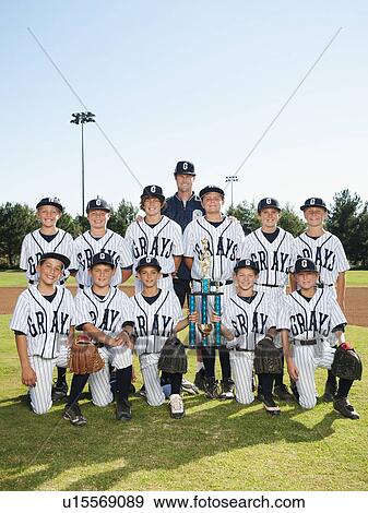 USA, California, Ladera Ranch, portrait of little league players (aged 10-11) View Large Photo Image Stock Photo - USA, California, Ladera Ranch, portrait of little league players (aged 10-11). Fotosearch