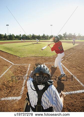 USA, California, little league baseball team (10-11) during baseball match View Large Photo Image Stock Photo - USA, California, little league baseball team (10-11) during baseball match. Fotosearch