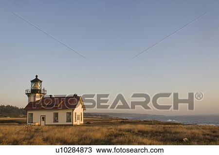 Stock Image - USA, California, small lighthouse. Fotosearch