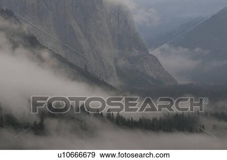 USA, California, Yosemite National Park, Mist in valley View Large Photo Image Stock Photo - USA, California, Yosemite National Park, Mist in valley. Fotosearch