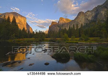 Stock Photo - USA, California, Yosemite National Park, Merced River and El Capitan. Fotosearch