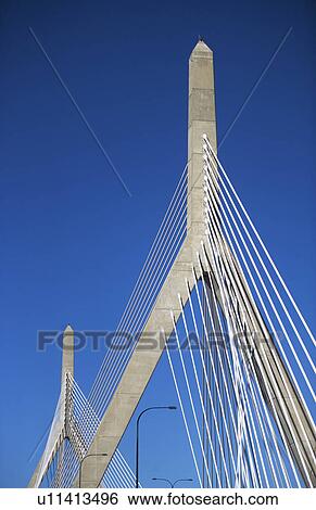 Stock Photograph - USA, Massachusetts, Boston, Leonard P. Zakim Bunker Hill Memorial Bridge. Fotosearch