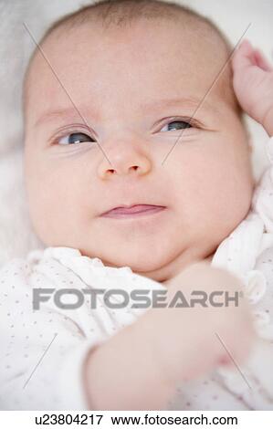 USA, New Jersey, Jersey City, Baby girl (2-5 months) portrait View Large Photo Image Stock Photo - USA, New Jersey, Jersey City, Baby girl (2-5 months) portrait. Fotosearch