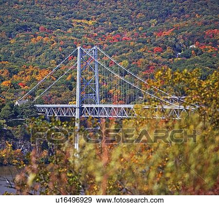 Stock Photo - USA, New York, Bear Mountain, bridge in forest. Fotosearch