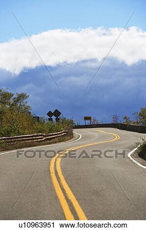 Stock Image - USA, New York, Bear Mountain, winding road. Fotosearch
