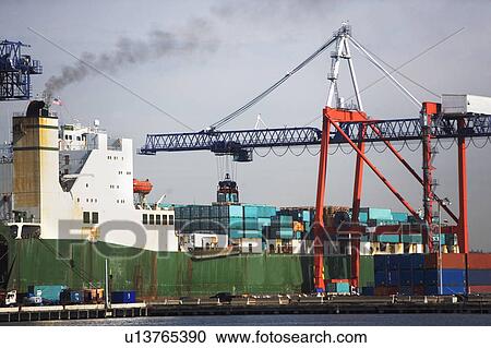 USA, New York City, cargo ship in dock View Large Photo Image Stock Image - USA, New York City, cargo ship in dock. Fotosearch