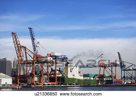 USA, New York City, cargo ship in dock View Large Photo Image Stock Image - USA, New York City, cargo ship in dock. Fotosearch