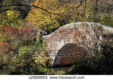 USA, New York City, Central Park footbridge View Large Photo Image Stock Photography - USA, New York City, Central Park footbridge. Fotosearch