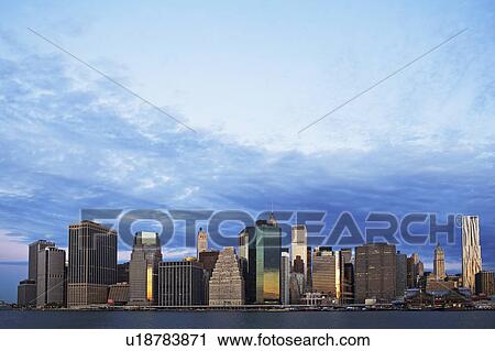 USA, New York City, Manhattan skyline at dusk View Large Photo Image Stock Image - USA, New York City, Manhattan skyline at dusk. Fotosearch