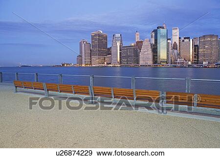 USA, New York City, Manhattan skyline at dusk View Large Photo Image Stock Photo - USA, New York City, Manhattan skyline at dusk. Fotosearch