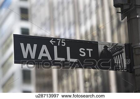 USA, New York City, Manhattan, Wall Street sign View Large Photo Image Stock Photo - USA, New York City, Manhattan, Wall Street sign. Fotosearch