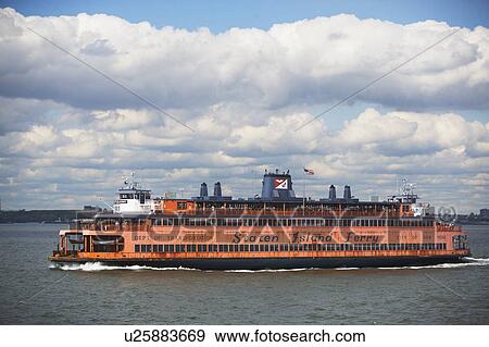 USA, New York City, Staten Island Ferry View Large Photo Image Stock Photo - USA, New York City, Staten Island Ferry. Fotosearch