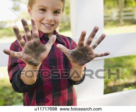 USA, New York, Flanders, Boy (4-5) showing dirty hands View Large Photo Image Stock Photo - USA, New York, Flanders, Boy (4-5) showing dirty hands. Fotosearch