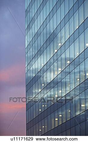 Stock Photo - USA, New York, Long Island City, glass facade of office building. Fotosearch
