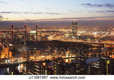 Stock Photo - USA, New York, Long Island City, cityscape with power plant. Fotosearch