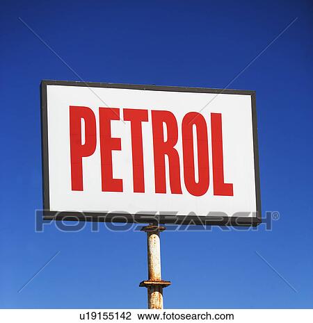 Stock Image - USA, New York, Long Island, gas station sign. Fotosearch