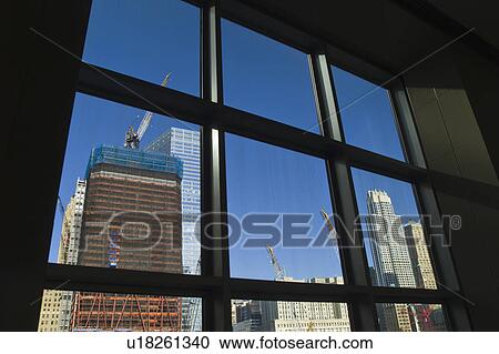USA, New York, New York City, Construction site of World Trade Center through window View Large Photo Image Stock Image - USA, New York, New York City, Construction site of World Trade Center through window. Fotosearch