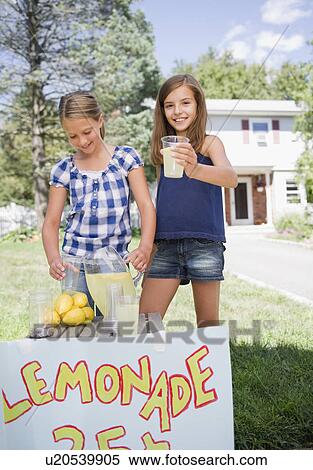 USA, New York, Two girls (10-11, 10-11) selling lemonade View Large Photo Image Stock Photography - USA, New York, Two girls (10-11, 10-11) selling lemonade. Fotosearch