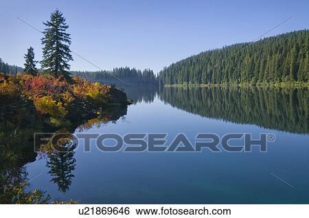 USA, Oregon, Clear Lake View Large Photo Image Stock Photograph - USA, Oregon, Clear Lake. Fotosearch