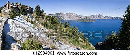 Stock Image - USA, Oregon, Crater Lake lodge. Fotosearch