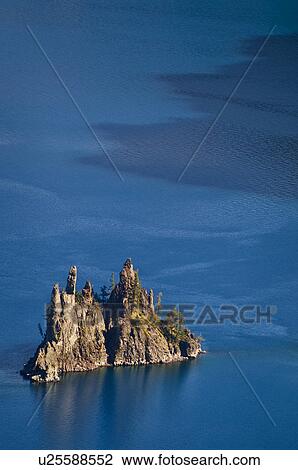 Stock Image - USA, Oregon, Crater Lake, Phantom Ship. Fotosearch