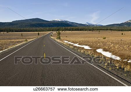 Stock Photo - USA, Oregon, Road to mountains. Fotosearch