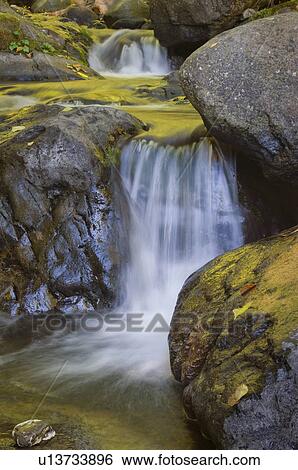 USA, Oregon, small waterfall View Large Photo Image Stock Photograph - USA, Oregon, small waterfall. Fotosearch