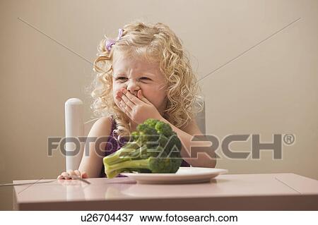 USA, Utah, Lehi, girl (2-3) disgusted with broccoli View Large Photo Image Stock Photo - USA, Utah, Lehi, girl (2-3) disgusted with broccoli. Fotosearch