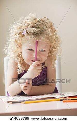 USA, Utah, Lehi, girl (2-3) drawing View Large Photo Image Stock Photo - USA, Utah, Lehi, girl (2-3) drawing. Fotosearch