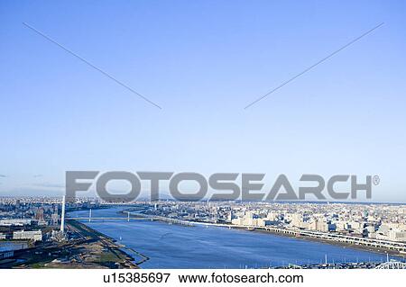 Blue Sky Over Arakawa Ward View Large Photo Image Stock Photo - Blue Sky Over Arakawa Ward. Fotosearch