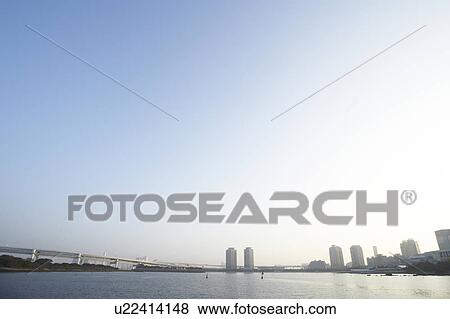 Stock Photo - Cityscape Apartment Architecture Bridge Sea Sky. Fotosearch