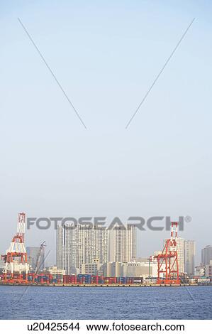Commercial Dock Crane Architecture Sky Copy Space View Large Photo Image Picture - Commercial Dock Crane Architecture Sky Copy Space. Fotosearch