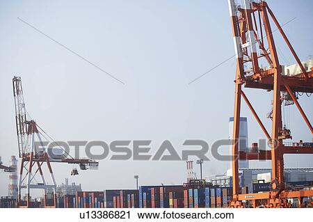 Stock Image - Commercial Dock Crane Architecture Sky. Fotosearch