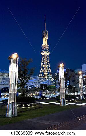 Stock Photo - Communications Tower at Night. Fotosearch