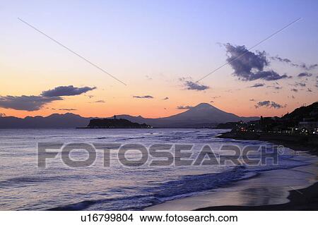 Enoshima Island at Sunset View Large Photo Image Picture - Enoshima Island at Sunset. Fotosearch