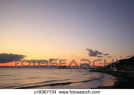 Enoshima Island at Sunset View Large Photo Image Picture - Enoshima Island at Sunset. Fotosearch