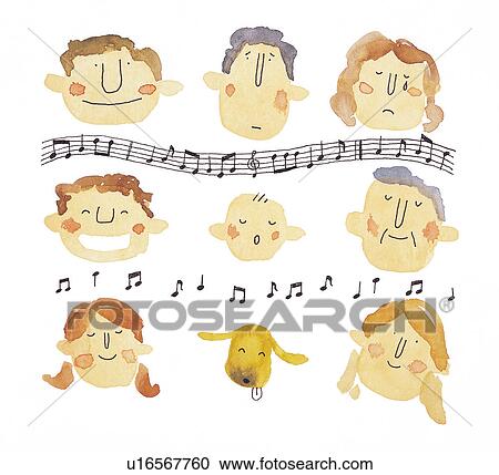 Stock Image - Family Listening to Music. Fotosearch