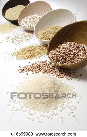 Stock Image - Five Different Cereals. Fotosearch