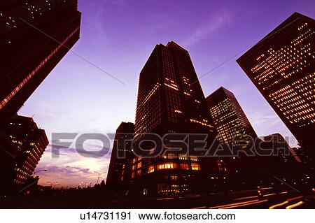 Stock Image - Marunouchi Skyscraper Architecture Low Angle View. Fotosearch