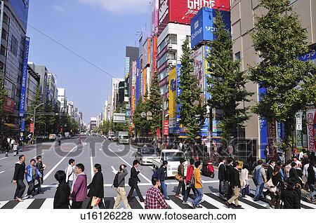 Pedestrians Crossing Street View Large Photo Image Stock Photo - Pedestrians Crossing Street. Fotosearch