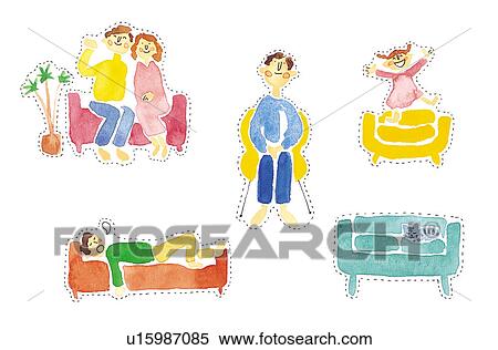 Stock Photography - People on Sofas. Fotosearch