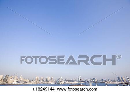 Rainbow Bridge and Tokyo Bay View Large Photo Image Picture - Rainbow Bridge and Tokyo Bay. Fotosearch