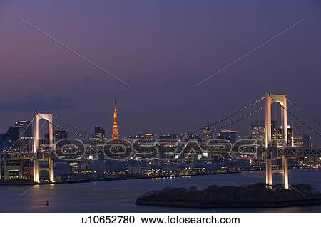 Rainbow Bridge and Tokyo Tower at Night View Large Photo Image Stock Image - Rainbow Bridge and Tokyo Tower at Night. Fotosearch