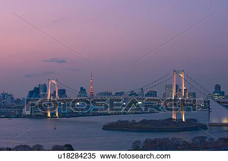 Rainbow Bridge and Tokyo Tower at Night View Large Photo Image Stock Photography - Rainbow Bridge and Tokyo Tower at Night. Fotosearch