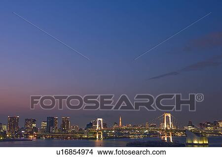 Rainbow Bridge at Night View Large Photo Image Picture - Rainbow Bridge at Night. Fotosearch