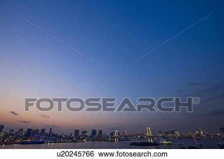 Rainbow Bridge at Night View Large Photo Image Stock Photograph - Rainbow Bridge at Night. Fotosearch