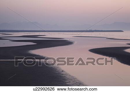 Sandy Beach at Dusk View Large Photo Image Stock Photograph - Sandy Beach at Dusk. Fotosearch