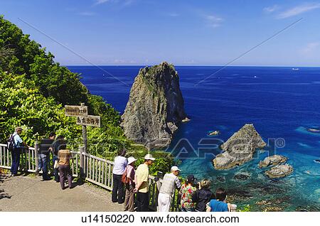 Stock Image - Shimamui Coastline Sea Rock Formation Tourist. Fotosearch