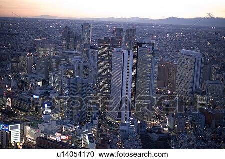 Stock Image - Shinjuku at Dusk. Fotosearch