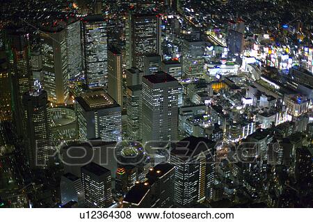 Shinjuku at Night View Large Photo Image Stock Photo - Shinjuku at Night. Fotosearch